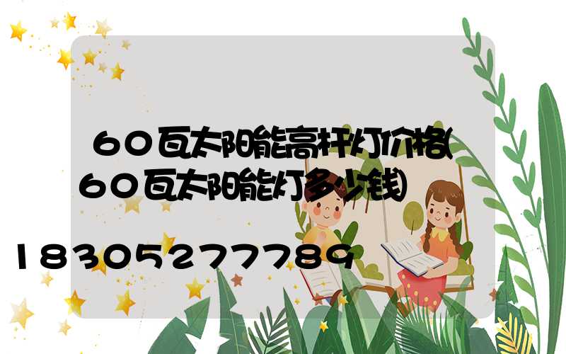 60瓦太阳能高杆灯价格(60瓦太阳能灯多少钱)