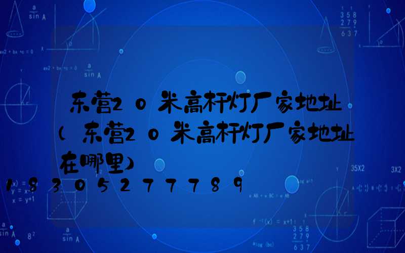 东营20米高杆灯厂家地址(东营20米高杆灯厂家地址在哪里)