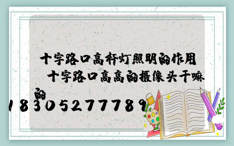 十字路口高杆灯照明的作用(十字路口高高的摄像头干嘛的)