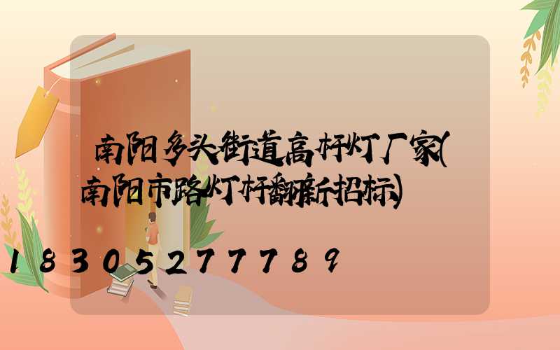 南阳多头街道高杆灯厂家(南阳市路灯杆翻新招标)