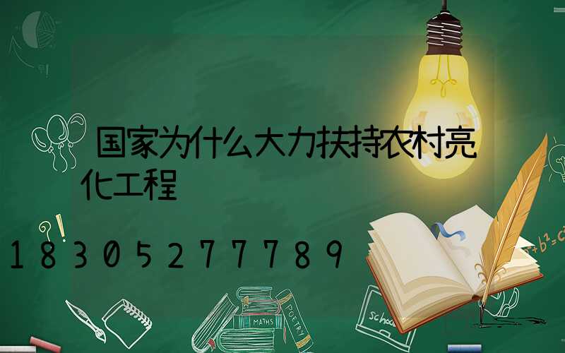 国家为什么大力扶持农村亮化工程