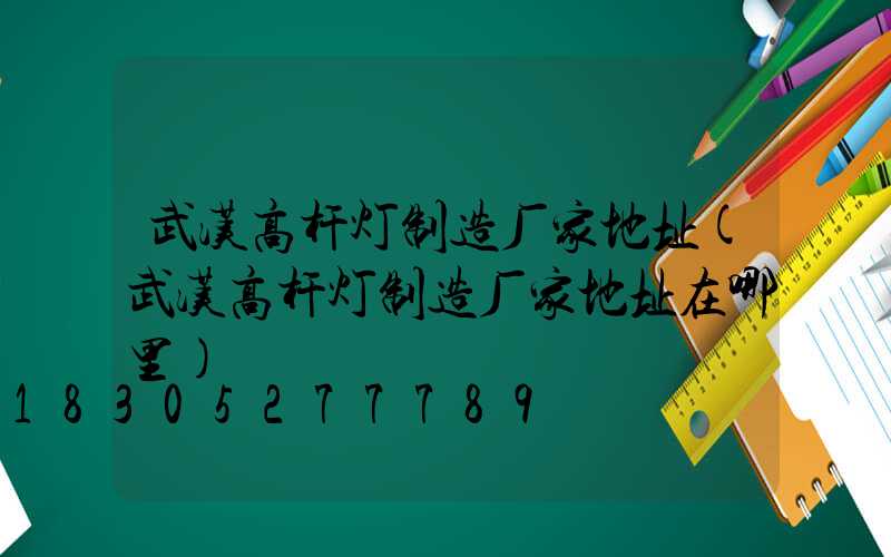 武汉高杆灯制造厂家地址(武汉高杆灯制造厂家地址在哪里)