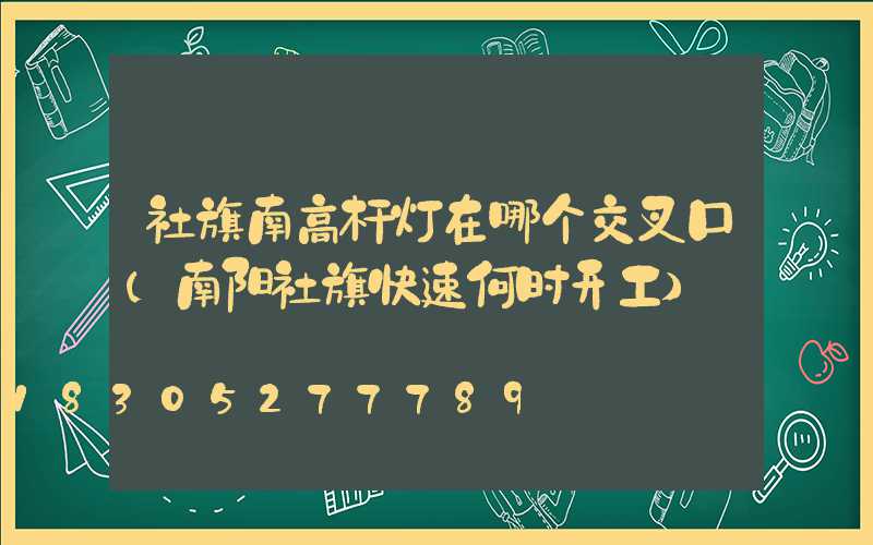 社旗南高杆灯在哪个交叉口(南阳社旗快速何时开工)