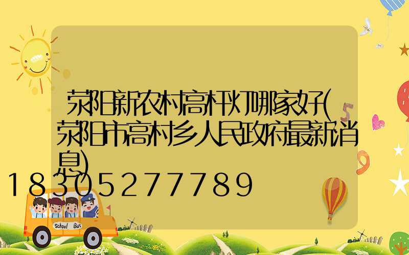 荥阳新农村高杆灯哪家好(荥阳市高村乡人民政府最新消息)