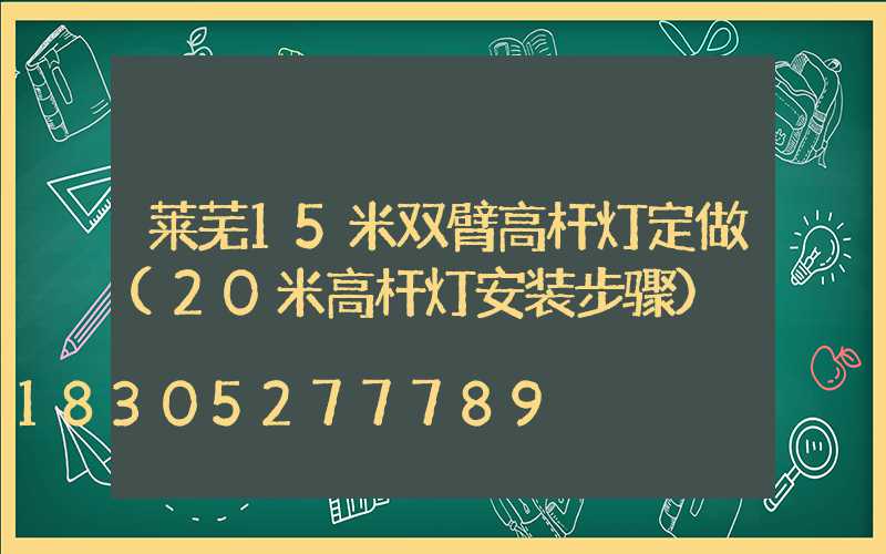 莱芜15米双臂高杆灯定做(20米高杆灯安装步骤)