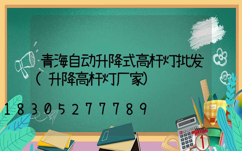 青海自动升降式高杆灯批发(升降高杆灯厂家)