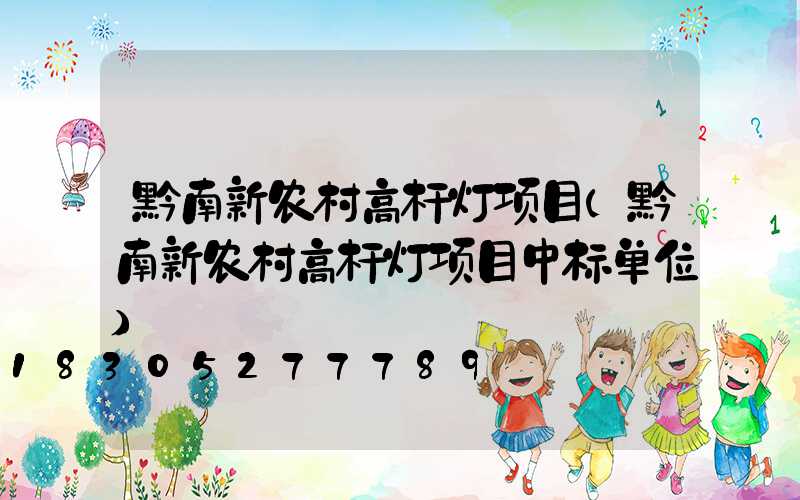 黔南新农村高杆灯项目(黔南新农村高杆灯项目中标单位)